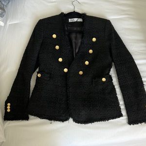 Zara double breasted textured blazer